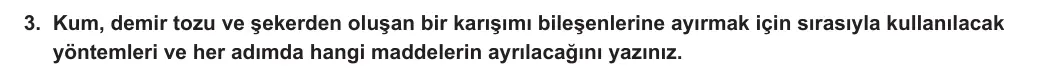 10. Sınıf Kimya 2023-2024 2. Dönem 1. Yazılı 2. Bölüm 3. Soru görseli