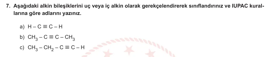 12. Sınıf Kimya 2023-2024 2. Dönem 1. Yazılı 1. Bölüm 7. Soru görseli