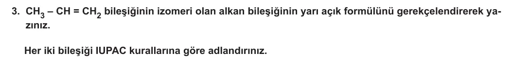 12. Sınıf Kimya 2023-2024 2. Dönem 1. Yazılı 2. Bölüm 3. Soru görseli