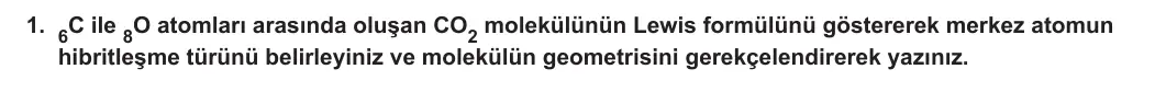 12. Sınıf Kimya 2023-2024 2. Dönem 1. Yazılı 3. Bölüm 1. Soru görseli