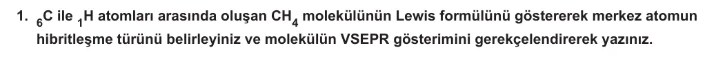 12. Sınıf Kimya 2023-2024 2. Dönem 1. Yazılı 4. Bölüm 1. Soru görseli