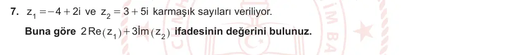 10. Sınıf Matematik 2023-2024 2. Dönem 1. Yazılı 1. Bölüm 7. Soru görseli