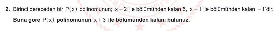 10. Sınıf Matematik 2023-2024 2. Dönem 1. Yazılı 2. Bölüm 2. Soru görseli