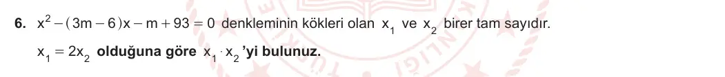 10. Sınıf Matematik 2023-2024 2. Dönem 1. Yazılı 2. Bölüm 6. Soru görseli