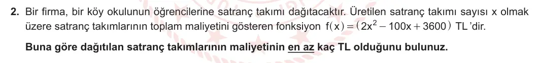 11. Sınıf Matematik 2023-2024 2. Dönem 1. Yazılı 3. Bölüm 2. Soru görseli