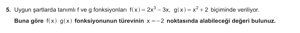 12. Sınıf Matematik 2023-2024 2. Dönem 1. Yazılı 1. Bölüm 5. Soru görseli