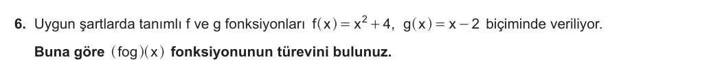 12. Sınıf Matematik 2023-2024 2. Dönem 1. Yazılı 1. Bölüm 6. Soru görseli