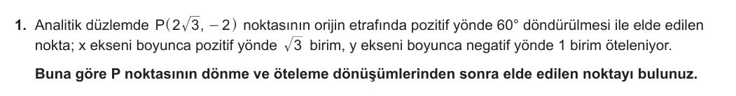 12. Sınıf Matematik 2023-2024 2. Dönem 1. Yazılı 2. Bölüm 1. Soru görseli