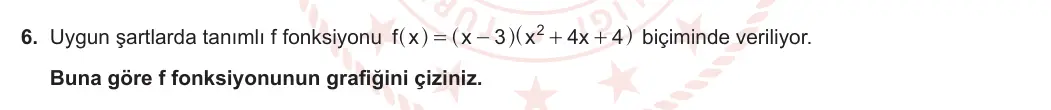 12. Sınıf Matematik 2023-2024 2. Dönem 1. Yazılı 2. Bölüm 6. Soru görseli (1/2)