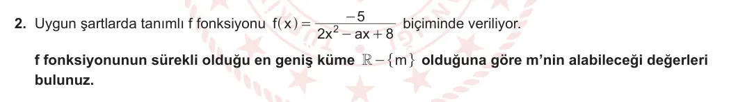 12. Sınıf Matematik 2023-2024 2. Dönem 1. Yazılı 4. Bölüm 2. Soru görseli