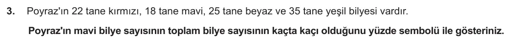 5. Sınıf Matematik 2023-2024 2. Dönem 1. Yazılı 1. Bölüm 3. Soru görseli