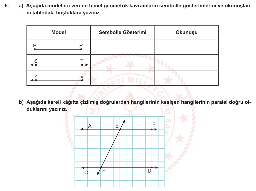 5. Sınıf Matematik 2023-2024 2. Dönem 1. Yazılı 1. Bölüm 6. Soru görseli