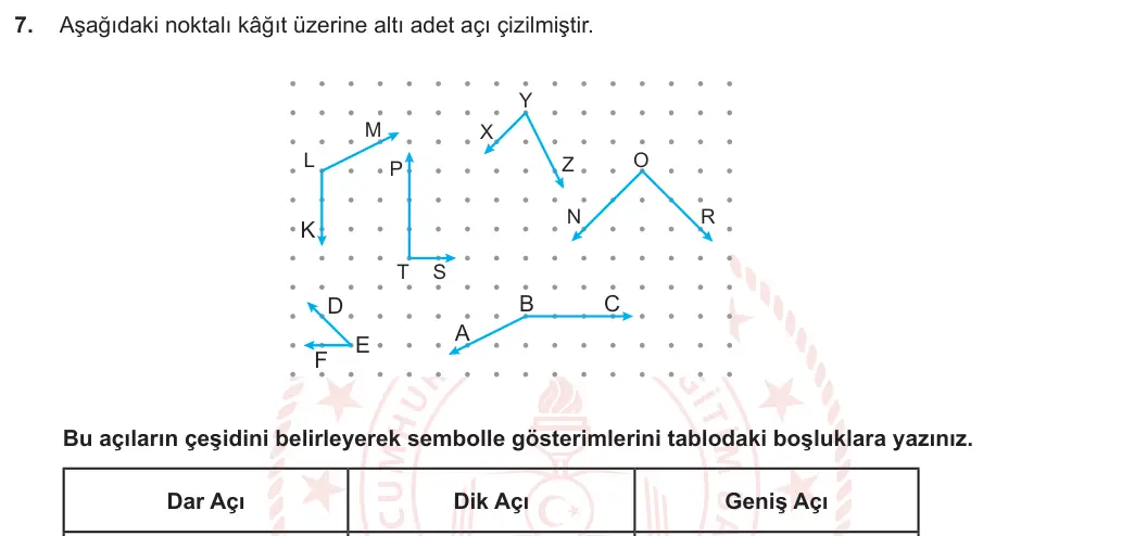 5. Sınıf Matematik 2023-2024 2. Dönem 1. Yazılı 1. Bölüm 7. Soru görseli