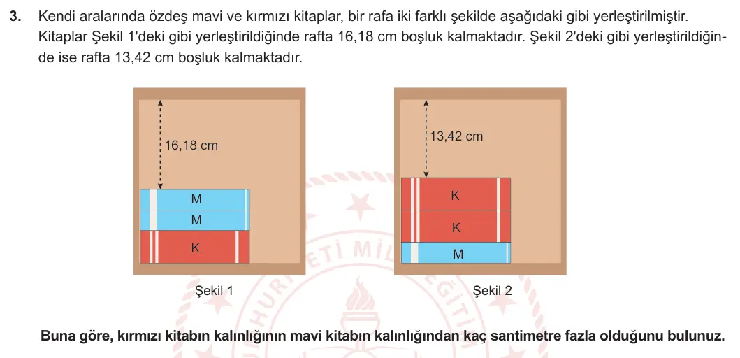 5. Sınıf Matematik 2023-2024 2. Dönem 1. Yazılı 2. Bölüm 3. Soru görseli