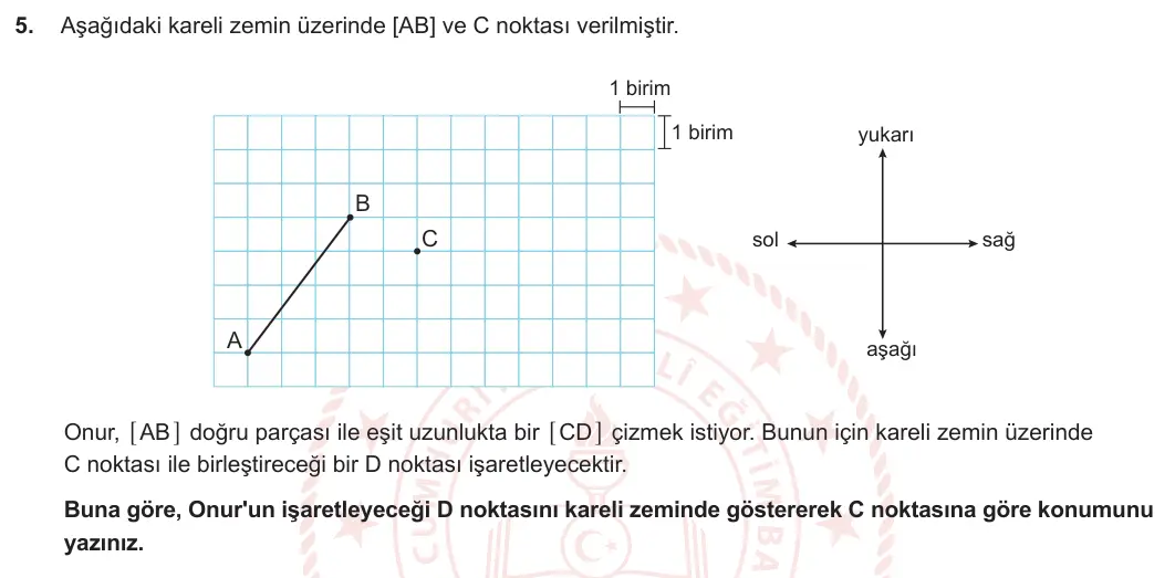 5. Sınıf Matematik 2023-2024 2. Dönem 1. Yazılı 2. Bölüm 5. Soru görseli