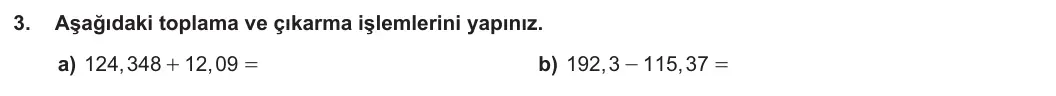 5. Sınıf Matematik 2023-2024 2. Dönem 1. Yazılı 3. Bölüm 3. Soru görseli