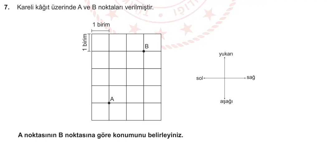 5. Sınıf Matematik 2023-2024 2. Dönem 1. Yazılı 3. Bölüm 7. Soru görseli