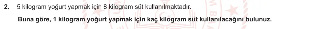 7. Sınıf Matematik 2023-2024 2. Dönem 1. Yazılı 1. Bölüm 2. Soru görseli