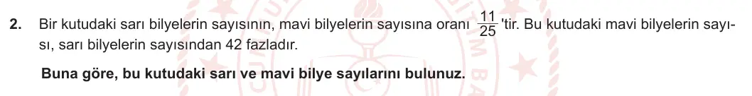 7. Sınıf Matematik 2023-2024 2. Dönem 1. Yazılı 2. Bölüm 2. Soru görseli