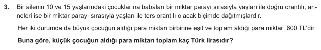 7. Sınıf Matematik 2023-2024 2. Dönem 1. Yazılı 2. Bölüm 3. Soru görseli
