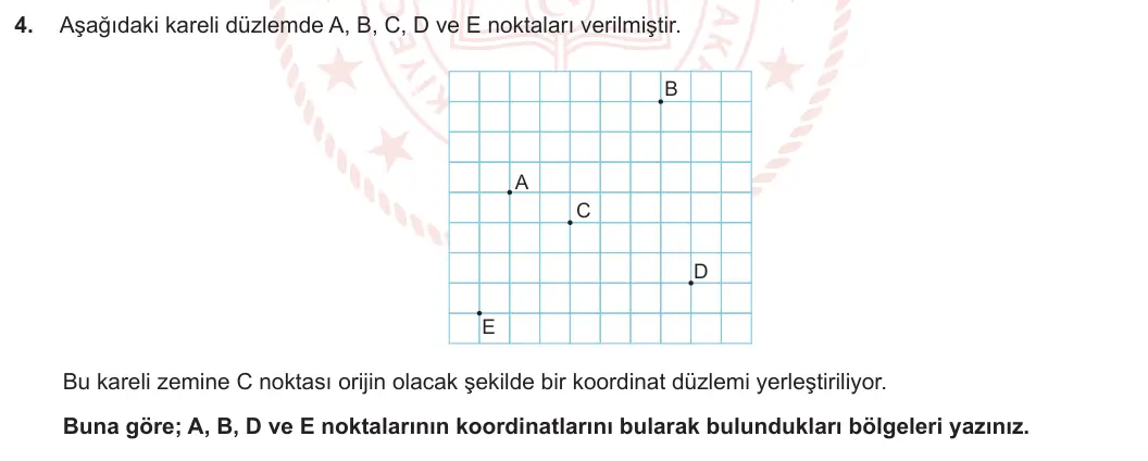 8. Sınıf Matematik 2023-2024 2. Dönem 1. Yazılı 1. Bölüm 4. Soru görseli