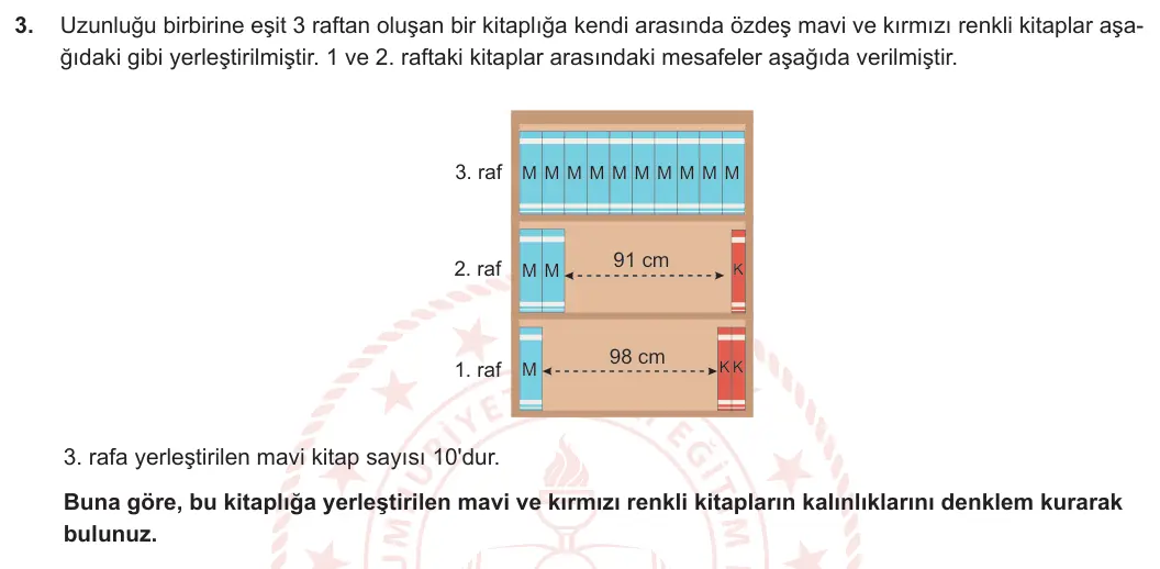 8. Sınıf Matematik 2023-2024 2. Dönem 1. Yazılı 2. Bölüm 3. Soru görseli