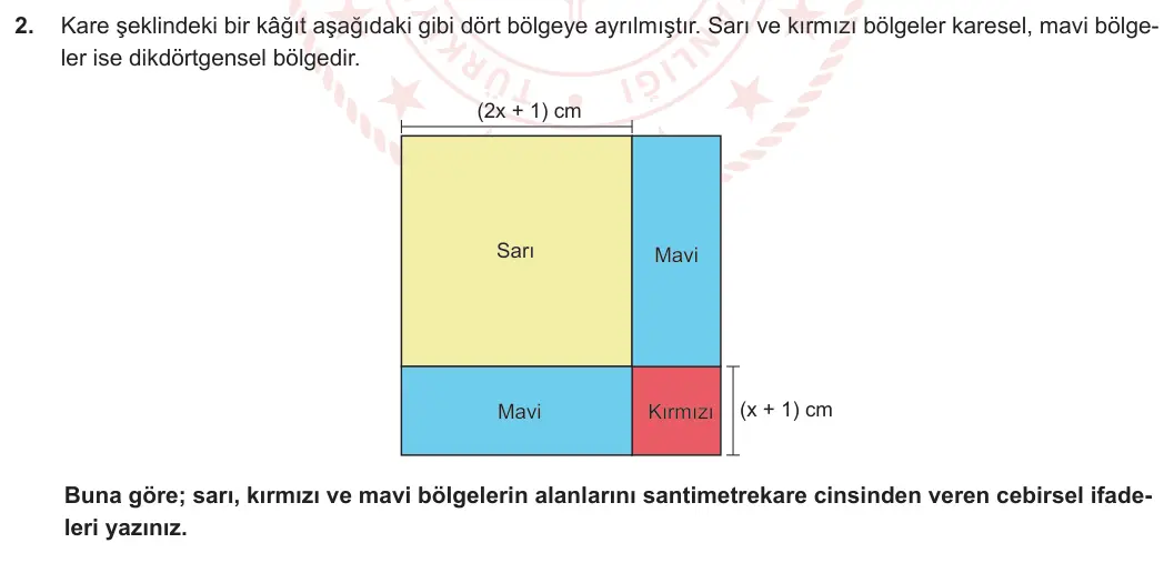 8. Sınıf Matematik 2023-2024 2. Dönem 1. Yazılı 3. Bölüm 2. Soru görseli