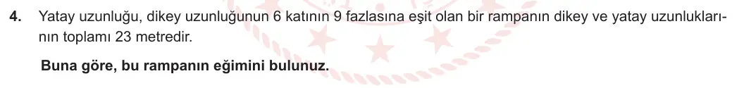 8. Sınıf Matematik 2023-2024 2. Dönem 1. Yazılı 3. Bölüm 4. Soru görseli