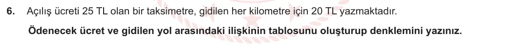 8. Sınıf Matematik 2023-2024 2. Dönem 1. Yazılı 3. Bölüm 6. Soru görseli