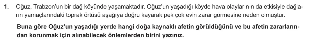 5. Sınıf Sosyal Bilgiler 2023-2024 2. Dönem 1. Yazılı 2. Bölüm 1. Soru görseli
