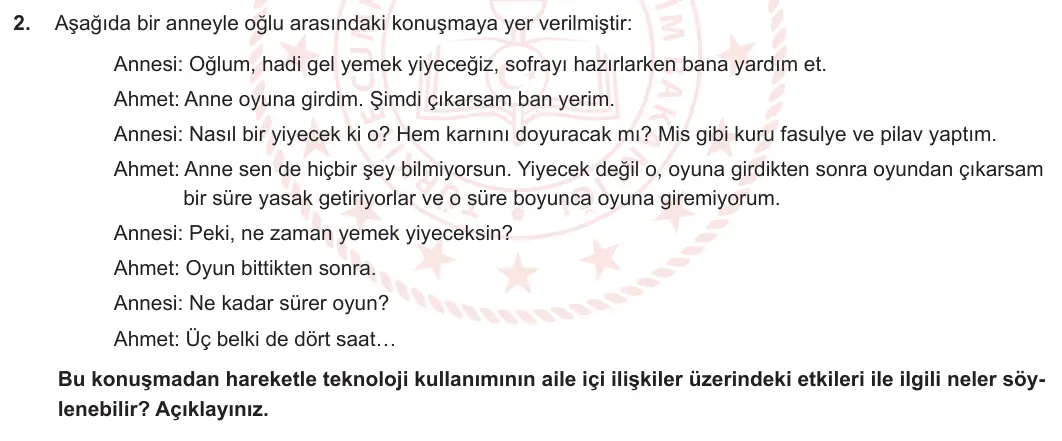 5. Sınıf Sosyal Bilgiler 2023-2024 2. Dönem 1. Yazılı 2. Bölüm 2. Soru görseli
