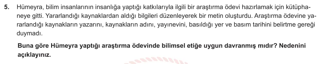 5. Sınıf Sosyal Bilgiler 2023-2024 2. Dönem 1. Yazılı 2. Bölüm 5. Soru görseli