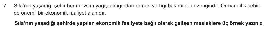 5. Sınıf Sosyal Bilgiler 2023-2024 2. Dönem 1. Yazılı 2. Bölüm 7. Soru görseli