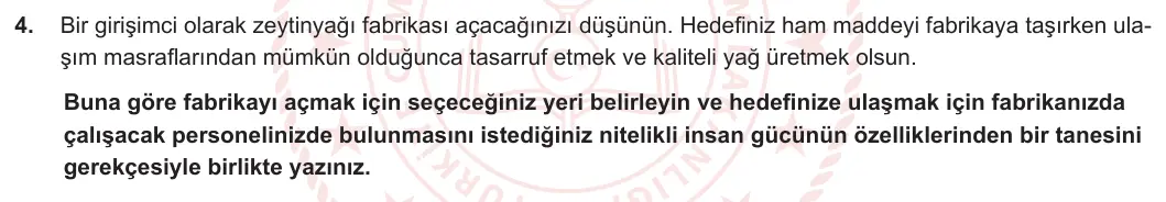 6. Sınıf Sosyal Bilgiler 2023-2024 2. Dönem 1. Yazılı 1. Bölüm 4. Soru görseli
