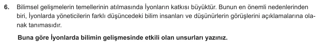 7. Sınıf Sosyal Bilgiler 2023-2024 2. Dönem 1. Yazılı 2. Bölüm 6. Soru görseli