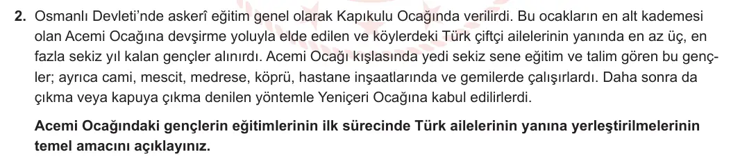 10. Sınıf Tarih 2023-2024 2. Dönem 1. Yazılı 1. Bölüm 2. Soru görseli (1/2)
