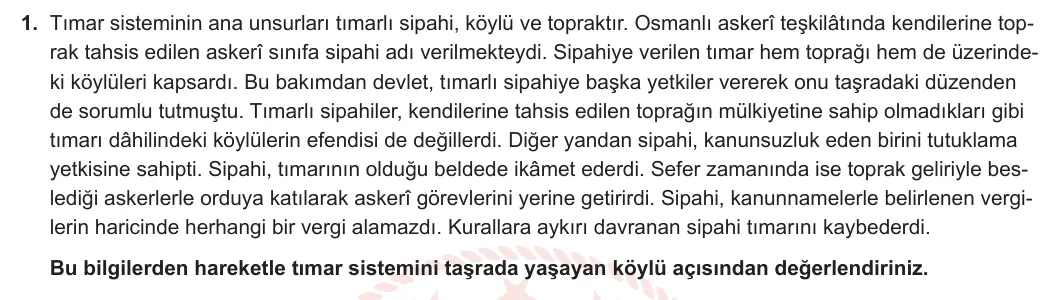 10. Sınıf Tarih 2023-2024 2. Dönem 1. Yazılı 2. Bölüm 1. Soru görseli