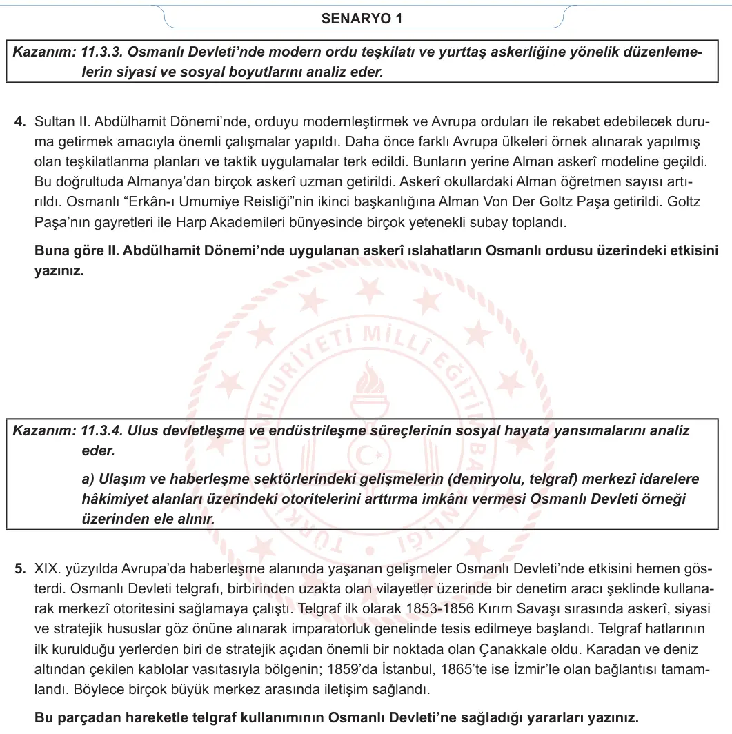 11. Sınıf Tarih 2023-2024 2. Dönem 1. Yazılı 1. Bölüm 3. Soru görseli (2/2)