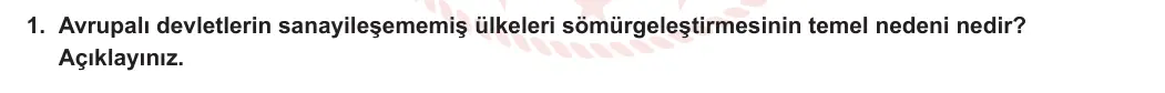 11. Sınıf Tarih 2023-2024 2. Dönem 1. Yazılı 2. Bölüm 1. Soru görseli