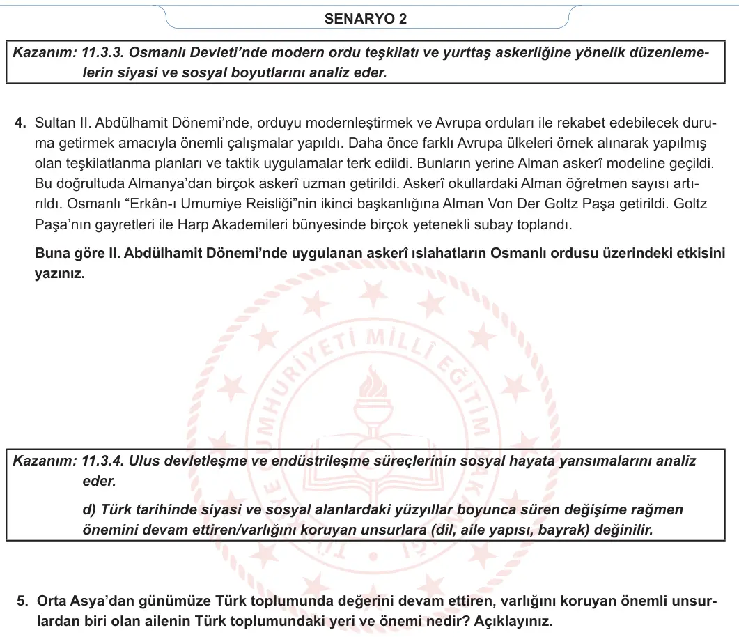 11. Sınıf Tarih 2023-2024 2. Dönem 1. Yazılı 2. Bölüm 3. Soru görseli (2/2)