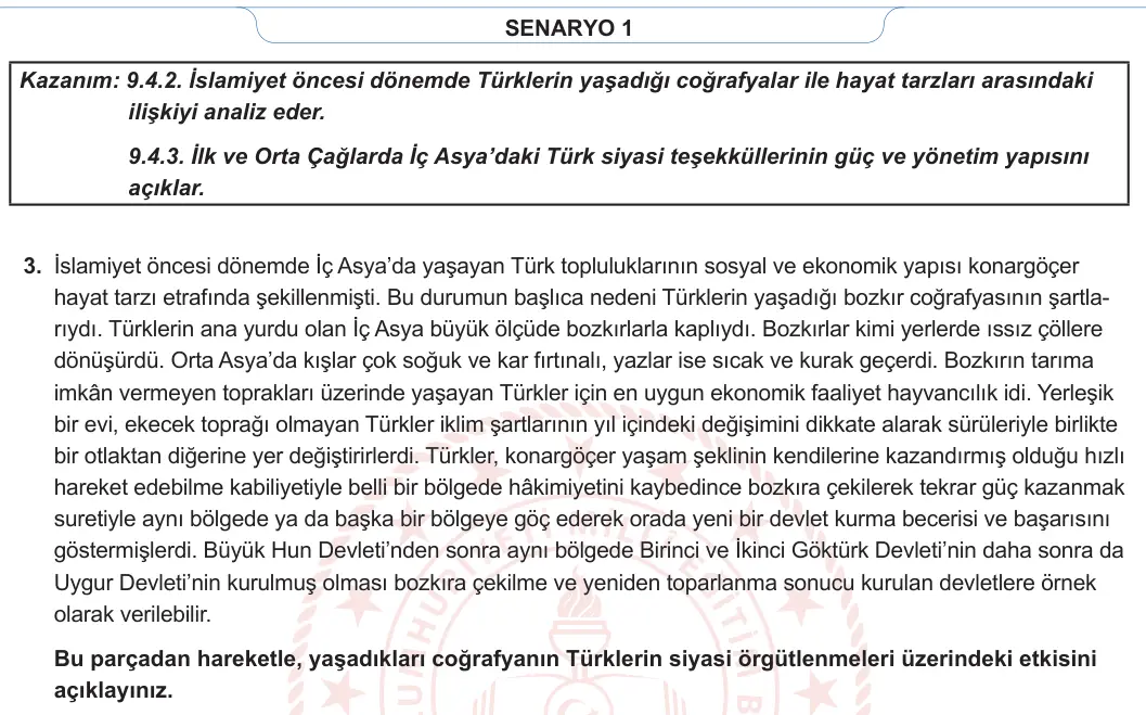 9. Sınıf Tarih 2023-2024 2. Dönem 1. Yazılı 1. Bölüm 2. Soru görseli (2/2)