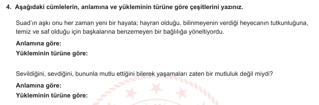 10. Sınıf Türk Dili ve Edebiyatı 2023-2024 2. Dönem 1. Yazılı 1. Bölüm 4. Soru görseli