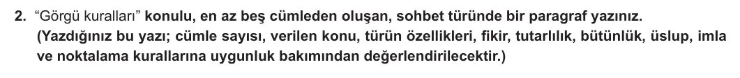 11. Sınıf Türk Dili ve Edebiyatı 2023-2024 2. Dönem 1. Yazılı 1. Bölüm 2. Soru görseli