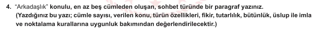 11. Sınıf Türk Dili ve Edebiyatı 2023-2024 2. Dönem 1. Yazılı 2. Bölüm 4. Soru görseli