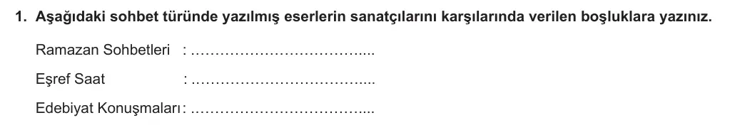 11. Sınıf Türk Dili ve Edebiyatı 2023-2024 2. Dönem 1. Yazılı 3. Bölüm 1. Soru görseli