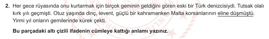 5. Sınıf Türkçe 2023-2024 2. Dönem 1. Yazılı 2. Bölüm 2. Soru görseli