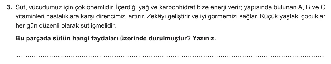 8. Sınıf Türkçe 2023-2024 2. Dönem 1. Yazılı 1. Bölüm 3. Soru (Ferman Yayınları) görseli