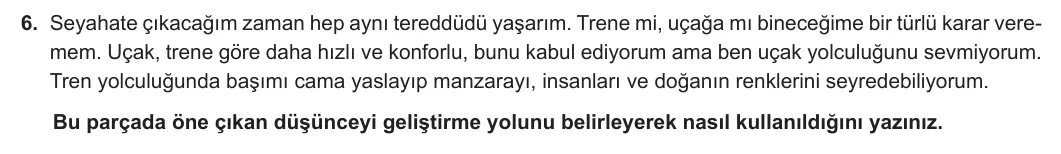 8. Sınıf Türkçe 2023-2024 2. Dönem 1. Yazılı 1. Bölüm 6. Soru (Ferman Yayınları) görseli