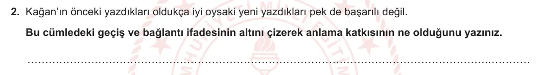 8. Sınıf Türkçe 2023-2024 2. Dönem 1. Yazılı 2. Bölüm 2. Soru (Ferman Yayınları) görseli
