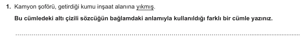 8. Sınıf Türkçe 2023-2024 2. Dönem 1. Yazılı 1. Bölüm 1. Soru (MEB Yayınları) görseli